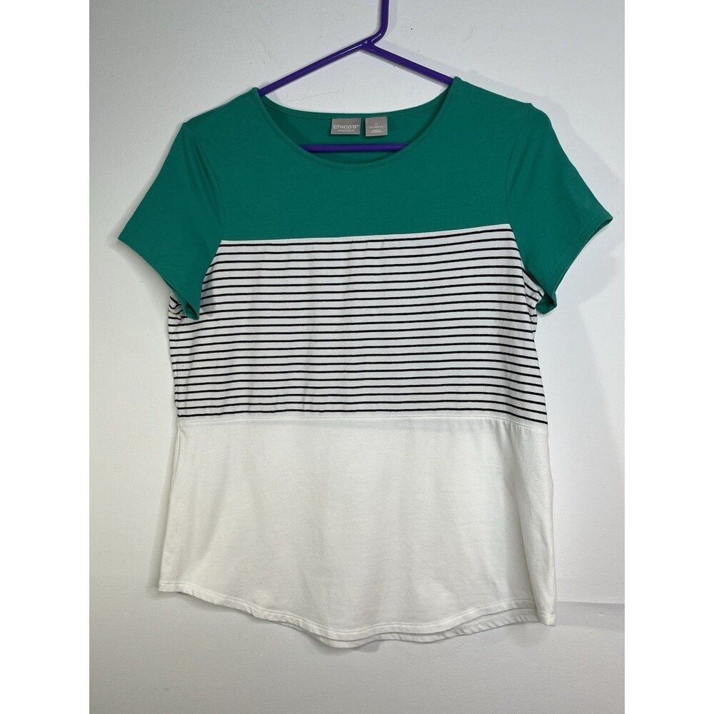 CHICO'S Kelly Green stripe ZENERGY Sz 0 Small Color block